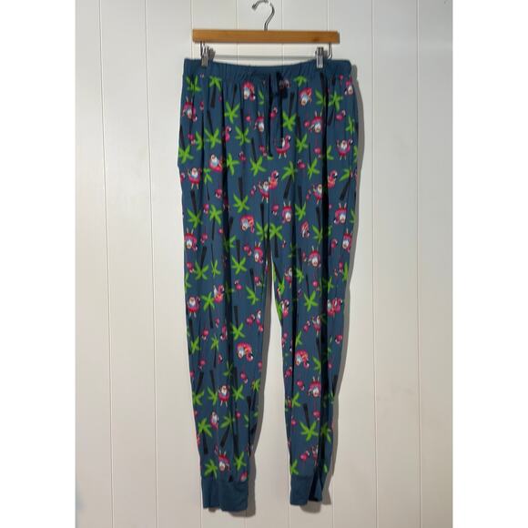 Santa’s Treasures · XL · Jogger Pajama Pants · Tropical Flamingo · Blue - Picture 1 of 6